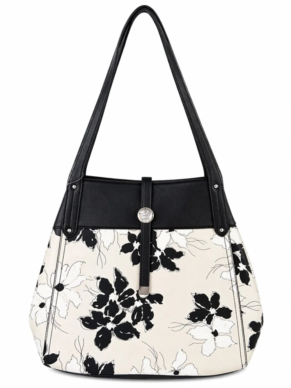 Chaps Black & White Floral Shoulder Bag women’s purse, feminine bag